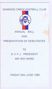 Memorabilia - Programme, Diamond Creek Football Club, Diamond Creek Football Club Annual Ball and Presentation of Debutantes 1980, 20/06/1980