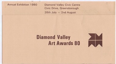 Memorabilia - Programme, Shire of Diamond Valley, Diamond Valley Art Awards 1980, 26/07/1980