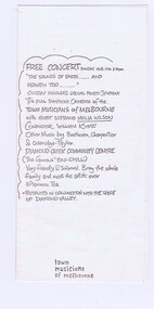Memorabilia - Programme, Town Musicians of Melbourne, Town Musicians of Melbourne Free Concert, 10/08/1980