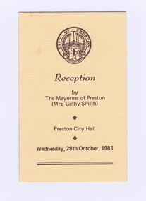 Memorabilia - Programme, City of Preston, City of Preston Reception 1981, 30/08/1980