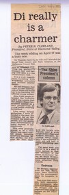 Memorabilia - Newspaper Clipping, Diamond Valley News, Di really is a charmer, 26/04/1983