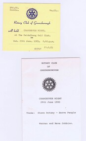 Memorabilia - Invitation and Program, Rotary Club of Greensborough, Rotary Club of Greensborough Changeover Night, 29/06/1983