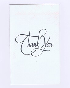 Memorabilia - Card, Thank you card to Mavis and Bruce from Janice and Tom Crothers, 1974