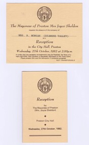 Memorabilia - Invitation and Program, City of Heidelberg, City of Preston Mayoress Reception 1982, 30/07/1982