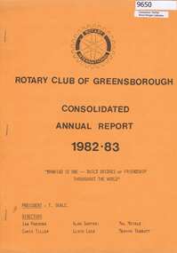 Memorabilia - Annual Report, Rotary Club of Greensborough, Rotary Club of Greensborough Consolidated Annual Report 1982-83, 1983