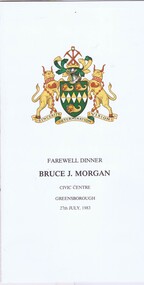 Memorabilia - Programme, Shire of Diamond Valley, Shire of Diamond Valley Farewell Dinner Bruce J Morgan, 27/071983