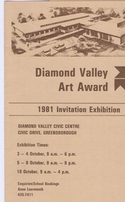 Memorabilia - Invitation and Program, Diamond Valley Arts Society, Diamond Valley Art Awards 1981, 1981