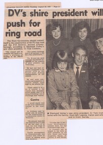 Memorabilia - Newspaper Clipping, Diamond Valley News, DV's shire president will push for ring road, 18/08/1981