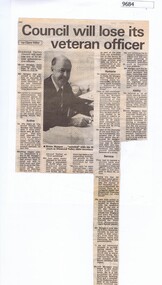 Article - Newspaper Clipping, Diamond Valley News, Council will lose its veteran officer, 19/071983