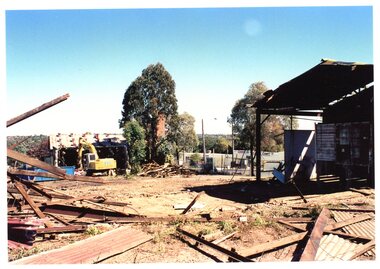 Photograph - Photograph Collection, Alison Lendoudis et al, Demolition with kilns still in background at Briar Hill Timber 1996, 1996