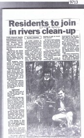 Newspaper - Newspaper Clipping, Diamond Valley News, Residents to join in rivers clean-up, 16/10/1990