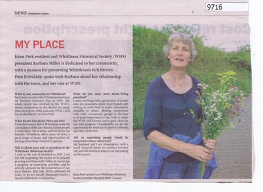 Newspaper - Newspaper Clipping, Star Weekly, My Place: Barbara Miller, 2025