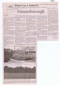 Newspaper - Newspaper Clipping, Banyule Observer, What's In a Suburb? Greensborough, 30/09/2000