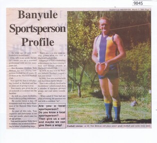 Newspaper - Newspaper Clipping, Banyule Observer, Banyule Sportsperson Profile, 03/03/2001