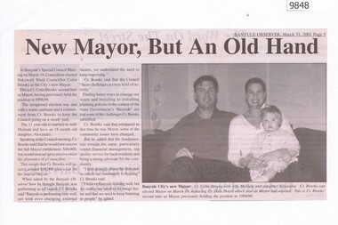 Newspaper - Newspaper Clipping, Banyule Observer, New Mayor, But An Old Hand, 31/03/2001