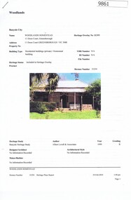 Document - Report, Allum Lovell & Associates, Woodlands Homestead: 11 Doon Court Greensborough, 25/02/2010