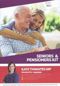 Booklet, Australian Government, Seniors and Pensioners Kit:  Kate Thwaites, 07/2021