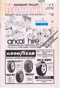 Booklet - Record Book, Diamond Valley Football League, Diamond Valley Record Vol 32, No 2. 16/04/1988, 16/04/1988