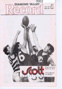 Booklet - Record Book, Diamond Valley Football League, Diamond Valley Record Vol 33 No 6:  20/05/1989, 20/05/1989