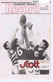 Booklet - Record Book, Diamond Valley Football League, Diamond Valley Record Vol 33 No 11:  01/07/1989, 01/07/1989