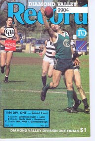 Booklet - Record Book, Diamond Valley Football League, Diamond Valley Record 1989 Div 1: Grand Final  Vol 33 No 25: 23/09/1989, 23/09/1989