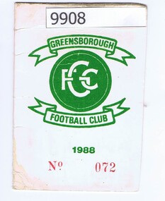 Document - Membership Ticket, Greensborough Football Club, Greensborough Football Club 1988, 1988
