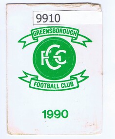 Document - Membership Ticket, Greensborough Football Club, Greensborough Football Club 1990, 1990