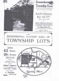 Flyer - Advertising Leaflet, J.C.Jessop, Greensborough Township Estate, 01/09/1923