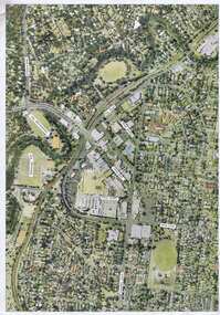 Photograph - Aerial Photograph, 2 photos: Greensborough 1945, and Greensborough 2006. Note: Streets named on both, 1945 and 2006