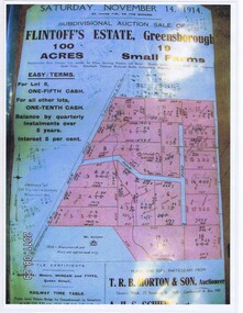 Map - Plan, Subdivision plan for Flintoff's Estate Greensborough: November  14, 1914, 14/11/1914