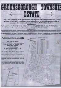 Map - Advertising Poster, Greensborough Township Estate