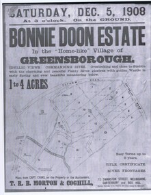 Map - Advertising Poster, Bonnie Doon Estate 1908, 1908