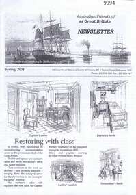 Article - Newsletter, Royal Historical Society of Victoria, Australian Friends of SS Great Britain. Spring 2004, 2004
