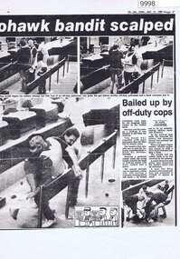 Newspaper - Newspaper Clipping, The Sun, Mohawk bandit scalped and Bandit finds policemen often go to banks too, 14/04/1989