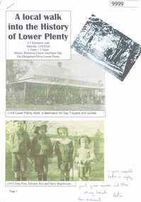 Booklet, Peter Van Eeken, A local walk into the History of Lower Plenty, 13/06/2026