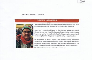 Article, Brooky's Briefing, Tribute to local legend Brian Harvey, 04/2026
