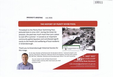 Article, Brooksy's Briefing, The History of Plenty River Pool, 07/2026