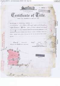Document - Certificate of Title, Victorian Government, Certificate of title and map of land owned by J A Bosch in 1924, 21/10/1924