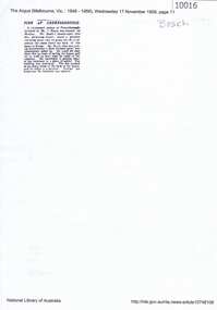 Newspaper - Newspaper clipping (copy), The Argus, Fire at Greensborough, 17/11/1909