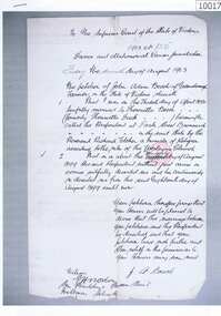 Document, John Adam Bosch v Henrietta Bosch - Divorce Papers, 07/08/1903