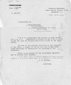 Letter - Correspondence, 31/03/1931