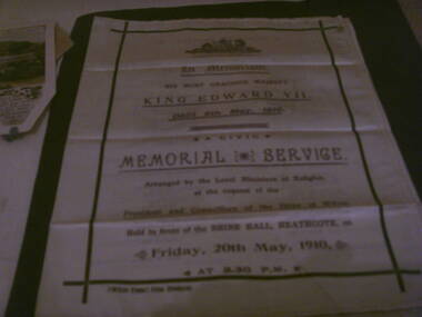 Memorial booklet, shire of mcivor, minsiters of religion, Silk Memorial Booklet  Death of King Edward VII 6 May 1910, 06/05/1910-20/05/1910