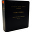 Navy blue hard cover binder with gold embossed lettering. On white background