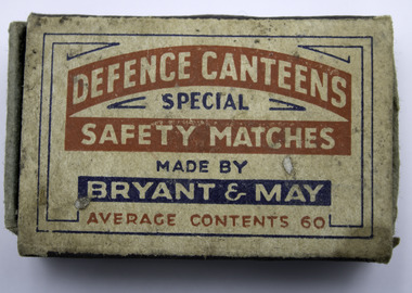 Defence Canteens Special Safety Matches Made By Bryant & May. Average contents 60.