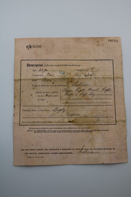 Administrative record - Certificate of Discharge, WWI, Certificate of Discharge, Private David Lee, 1 August 1919