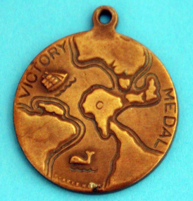WWI school peace memorial Triumph of Liberty and Justice 1919, Back of Medal, 1945