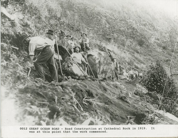 Great Ocean construction - commencement of the work . Constructed by returned servicemen from WW1. 1919