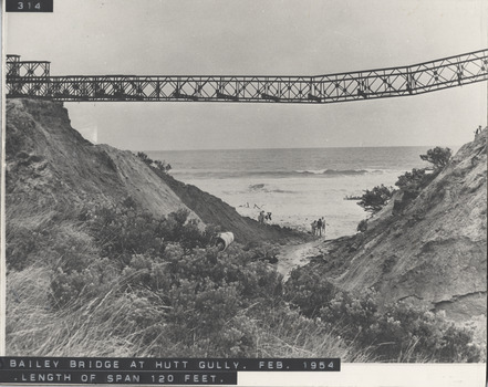 Bailey Bridge at Hutt Gully 1954 constructed after flood. Length 120 feet.