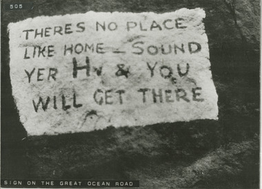 Sign GOR near Cinema Point -"Theres no place like home - sound yr hn& you will get there"