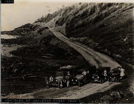 Four cars on GOR at Jamieson River 1930